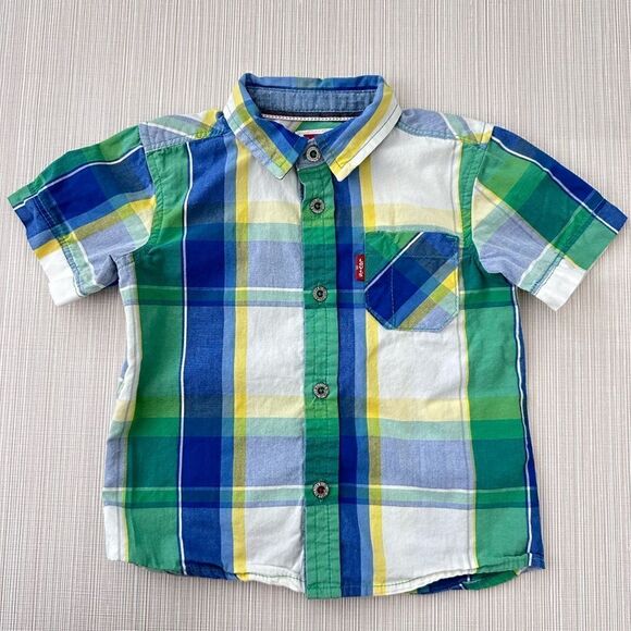 Levi’s Baby 12M Button Up Plaid Polo Shirt - Picture 1 of 6